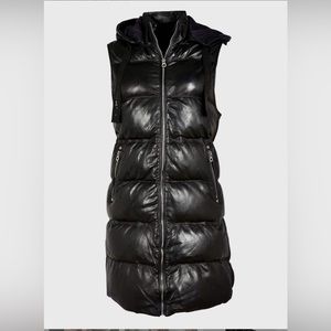 Mauritius leather black puffer vest
